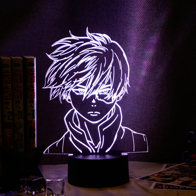 

Anime My Hero Academia Shoto Todoroki Face Design for Kids Child Boys Led Night Light Lamp Bedroom 3d Table Nightlight Lamps
