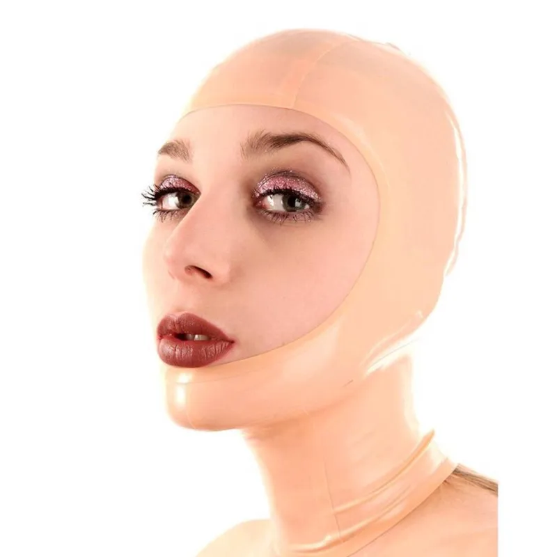 

100% Latex Mask open face Mask Skin Color Rubber Hood Red Mask Cosplay Black Mask with Zip on Back for Party