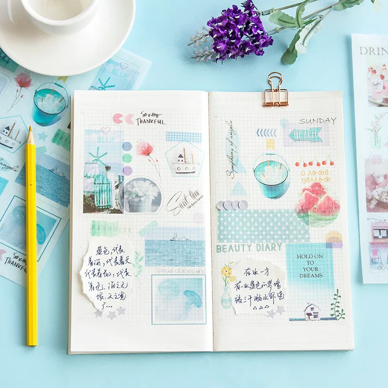 1 лист милые канцелярские наклейки животные бумажные для детей