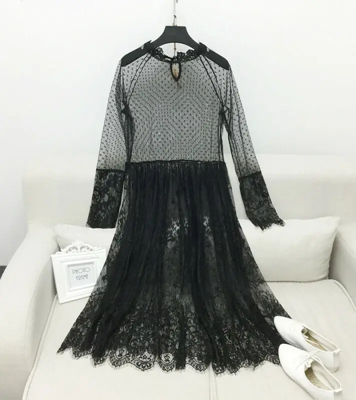 Женское прозрачное Сетчатое платье-накидка с длинным рукавом сексуальные