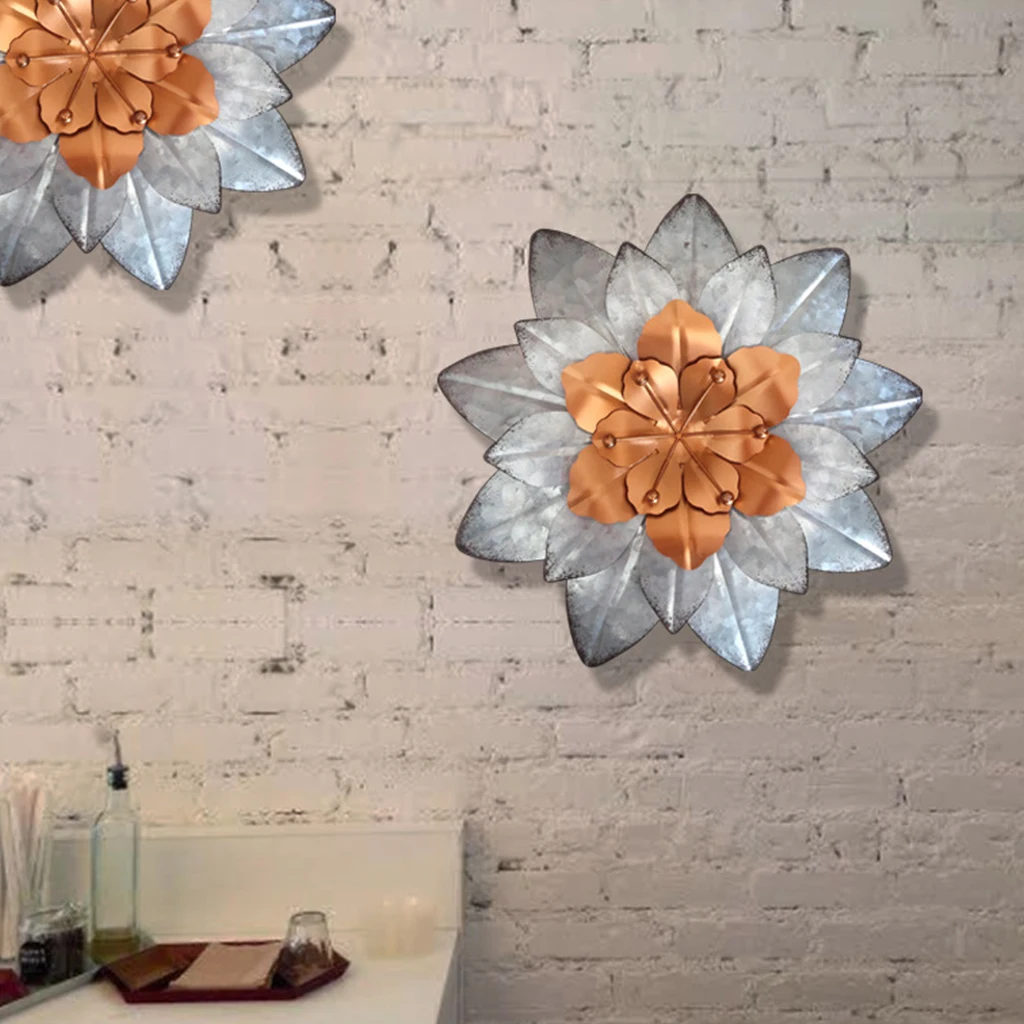 

Metal Flower Wall Hanging Decor Garden Indoor Art Ornament Wrought Iron Metal Flower Garden Corridor Balcony Wall Decoration