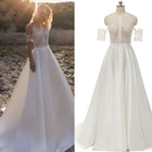 Богемное винтажное свадебное платье в стиле бохо, кружевное пляжное платье на заказ, сатиновые свадебные платья