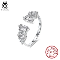 orsa jewels luxury 925 silver adjusatable wedding rings with big crystal 4a zircon woman jewelry party gift wholesale osr215