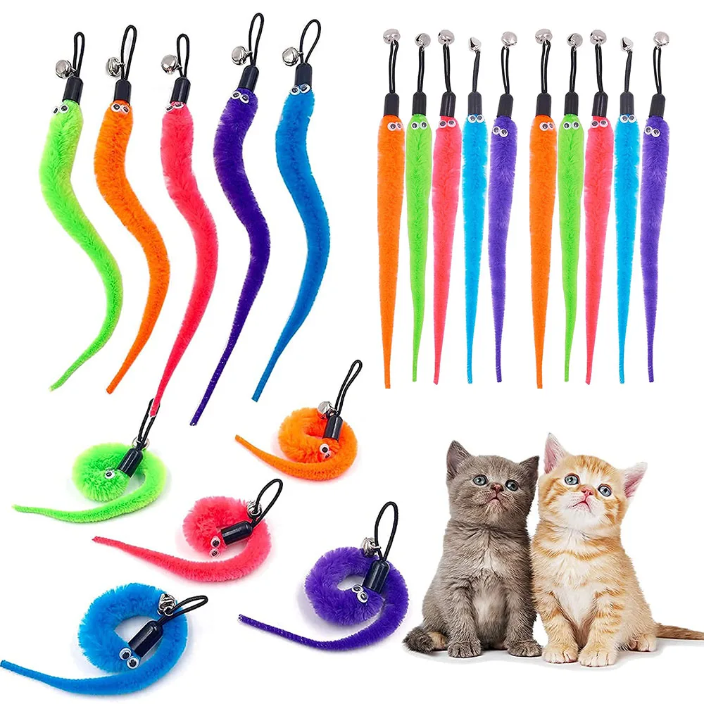 

Retractable Cat Toys Wand with 5/10 Pcs Teaser Refills, Interactive Cat Feather Toy for Cat Kitten Having Fun Exerciser Playing