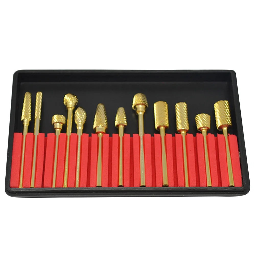 

12pcs Nail Art Drill Bit Professional Bits Tools Nail Grinding Head Nail Polish Head (Random Color)