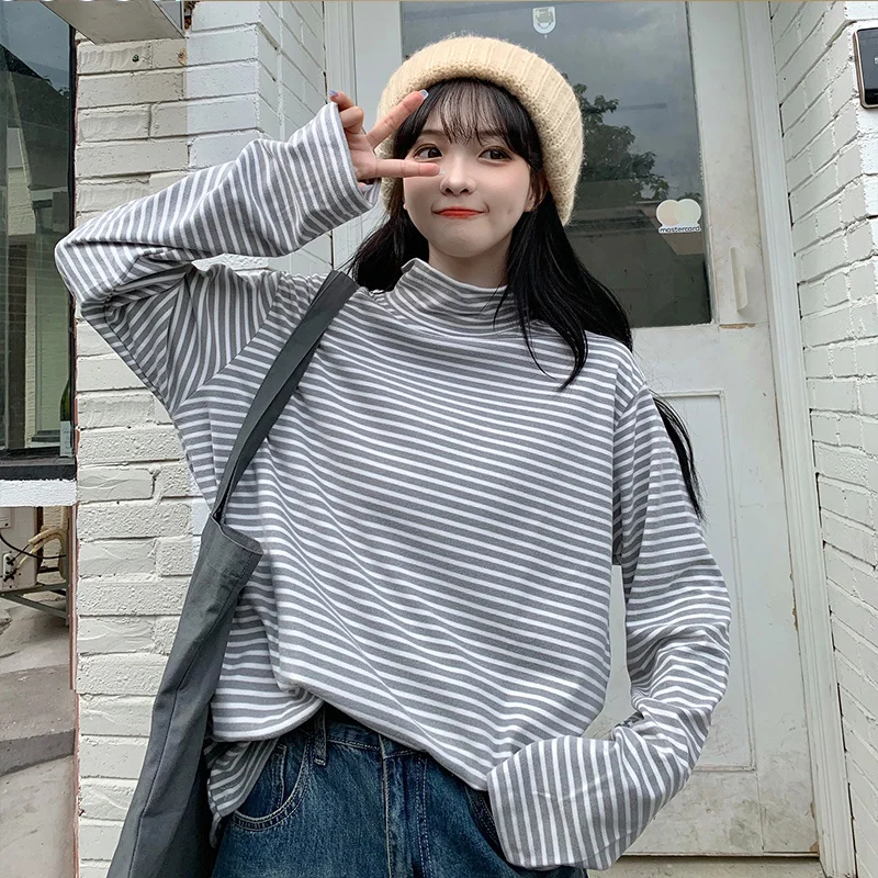 

Женский свитер в полоску, с длинным рукавом, в западном стиле