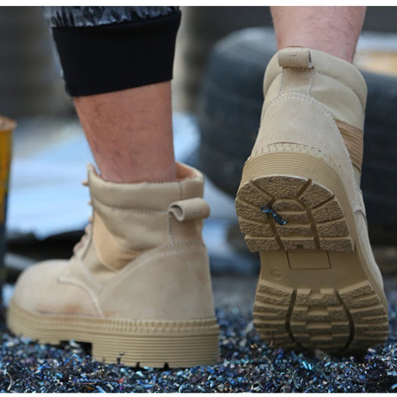 MRCAVE/Мужская Рабочая обувь со стальным носком ботильоны с защитой от проколов