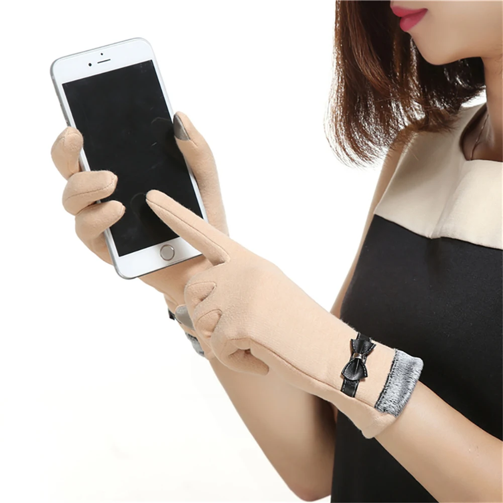 Женские модные зимние теплые перчатки на запястье с сенсорным экраном|Женские