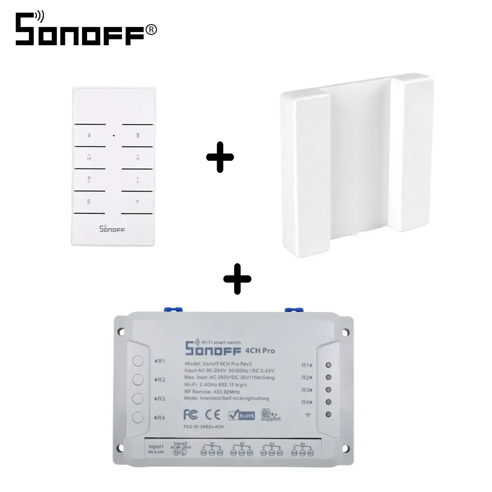 Itead Sonoff 4CH Pro R2 433 МГц 4 канала RF беспроводной пульт дистанционного управления Wifi умный переключатель инчинг интерлок реле Alexa Google Home - Комплект: PRO R2 RM433 case