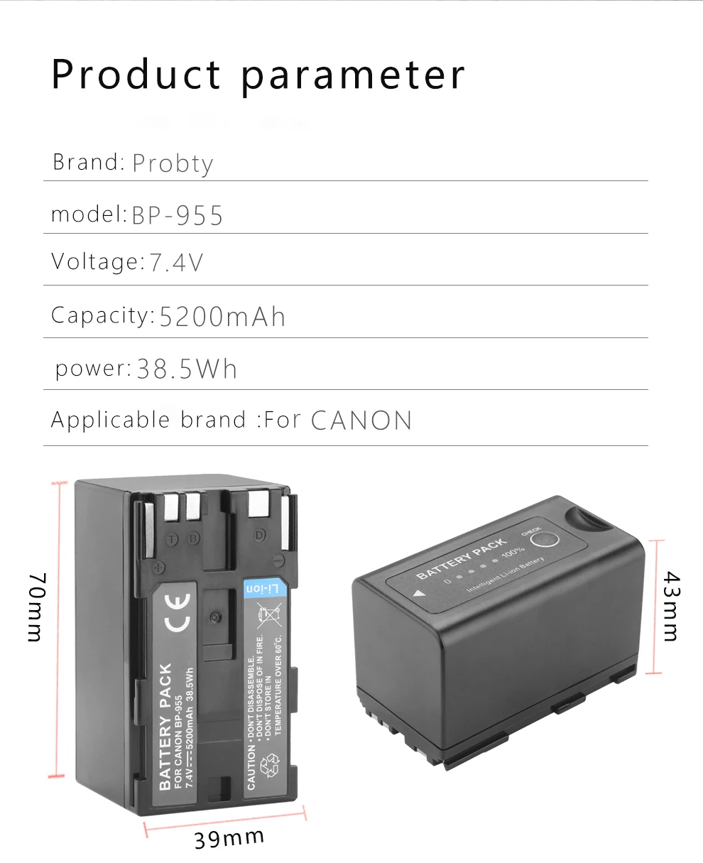 Аккумулятор для Canon GL2 XF100 XF105 XF300 XF305 XH A1 XL1 XL1S XL2 XM2 5200 мАч |