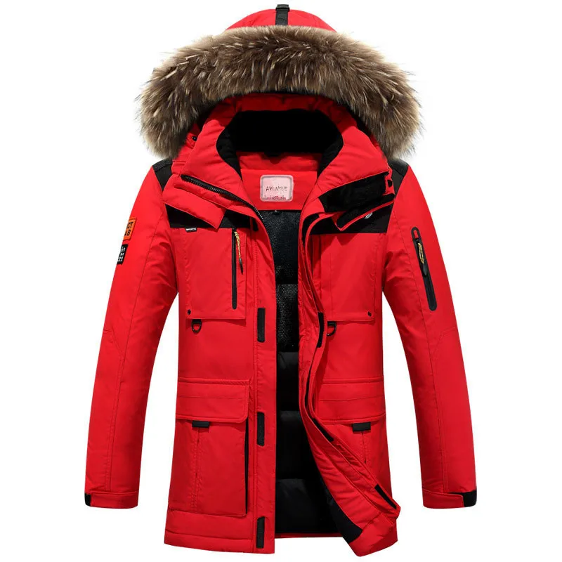 Koop Europese Maat Plus Stijl Mode Parka Mannen 100% Natuurlijke Wasbeer Bontkraag Hooded Down Jas 2020 Winter Jas Mannen Jas WUJ0900