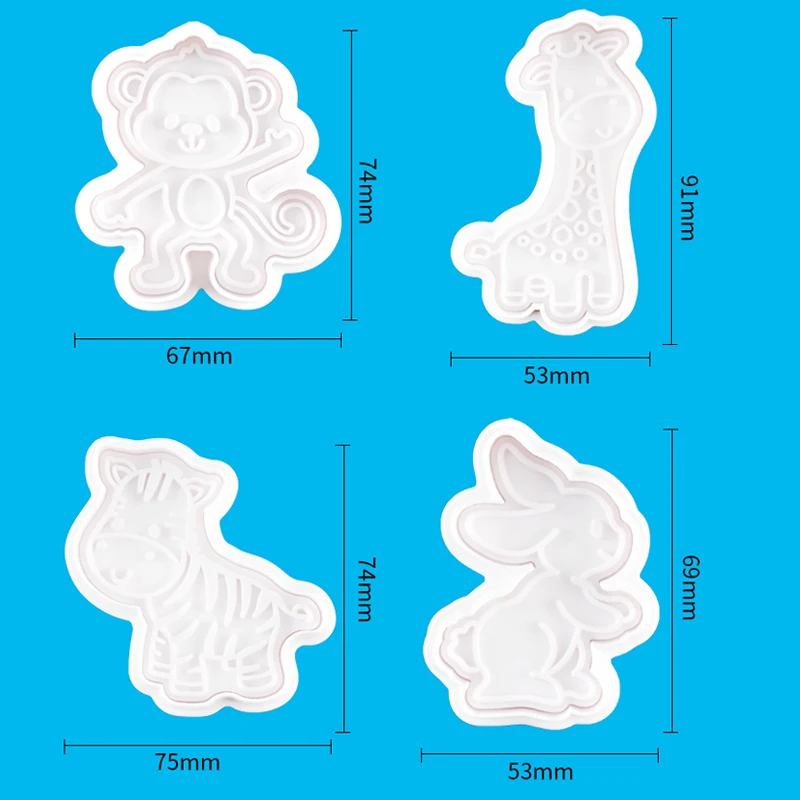 4 шт./компл. животных серии Жираф с принтом обезьяна Пластик Плунжер для сахарной