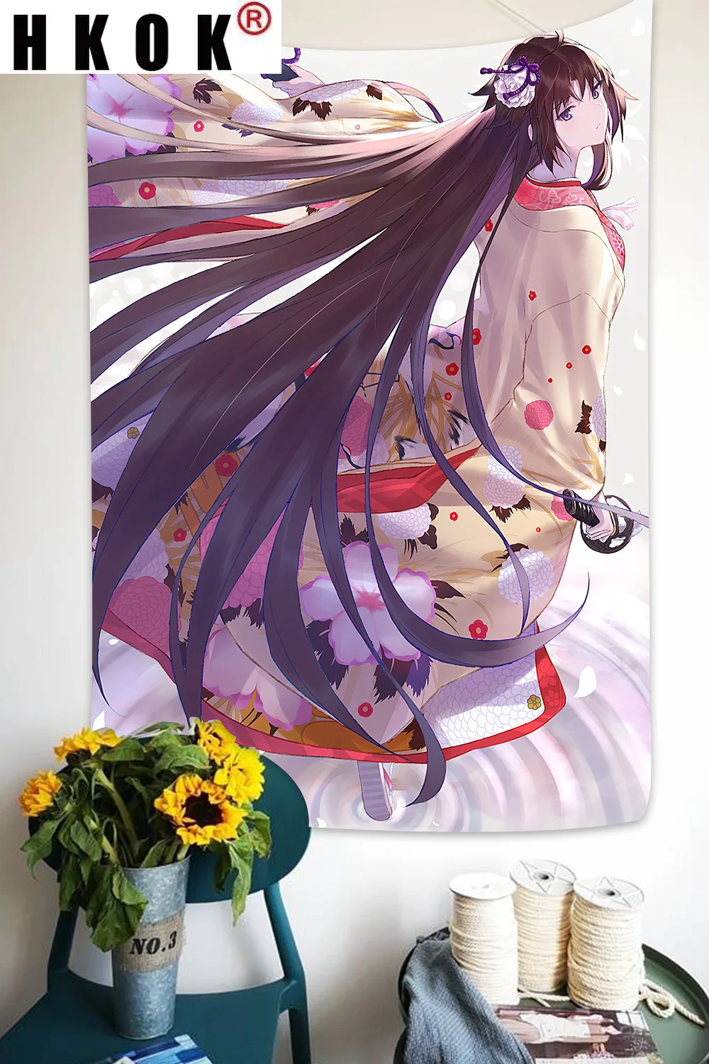 

HKOK Japanese Anime Manga Tapestry Magical Girls And Boys Game Room Mural Art Wall Hanging Tapestries for Living Room Home Decor