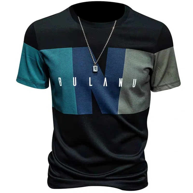

Men's T-shirt Casual Korean Trend Print 2021 Summer New Fashion Slim O-neck Cotton Comfortable Short Sleeve Male Top Clothes 4XL