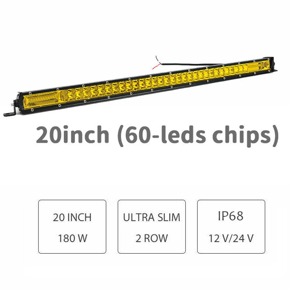 

20inch Slim LED Light Bar Spot Flood Combo Work Offroad SUV Boat Driving ATV 4WD Diecast Aluminum Housing