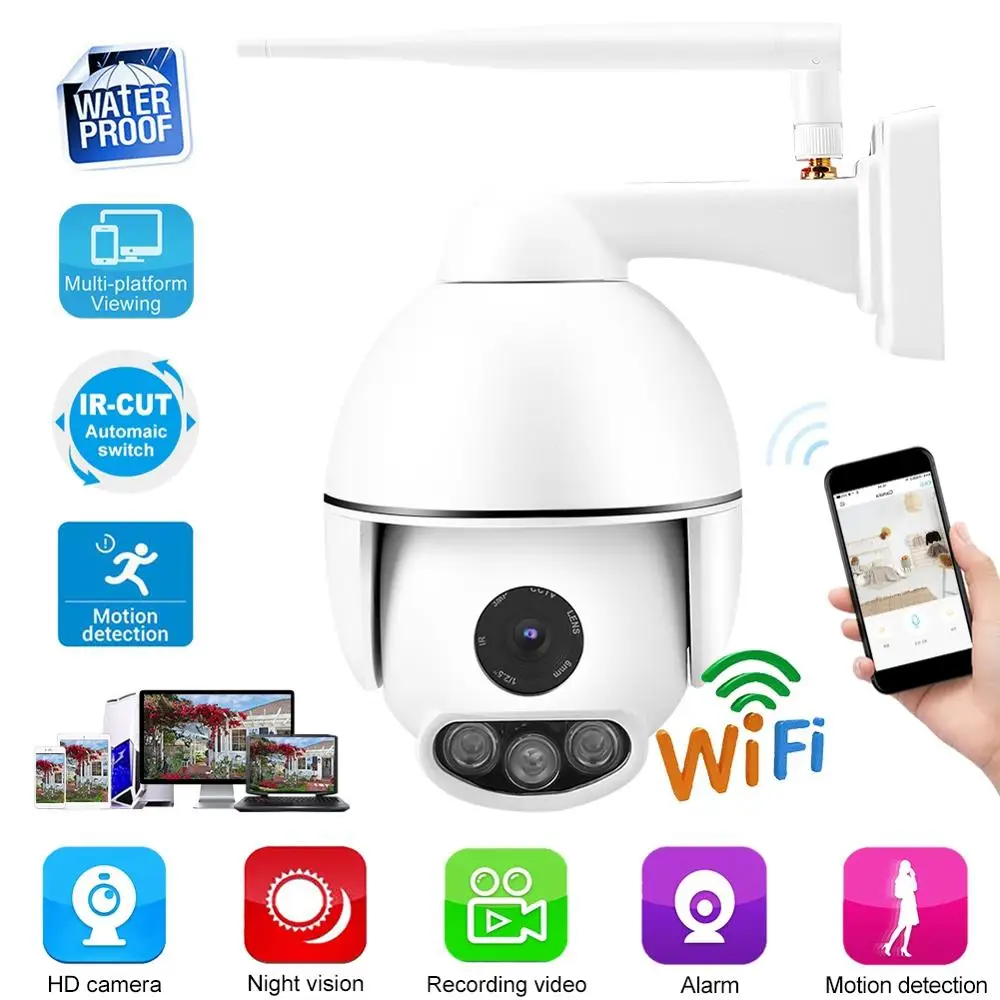 4X/16X зум 2MP 1080P HD WIFI PTZ купольная камера ИК ночного видения IP66 Водонепроницаемая