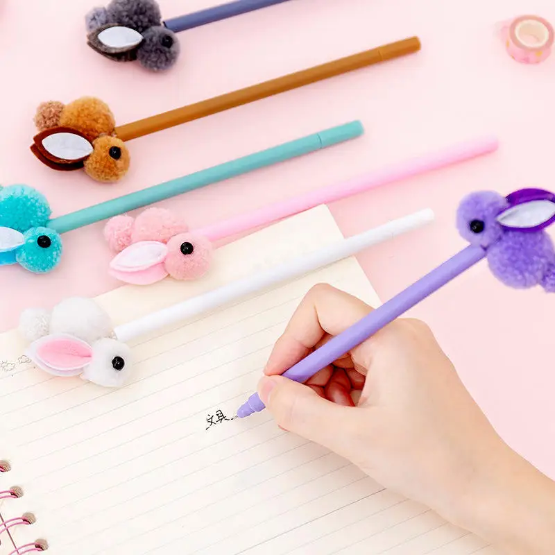 Креативные милые гелевая ручка Kawaii в Корейском стиле с плюшевыми ушками кролик