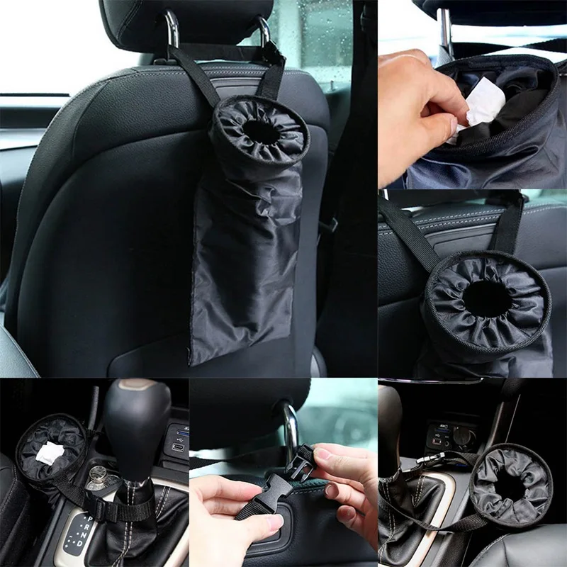 

1 Pc Car Sear Back Litter Trash Bin Hanging Foldable Storage Garbage Bag Hand Bag Holder Container