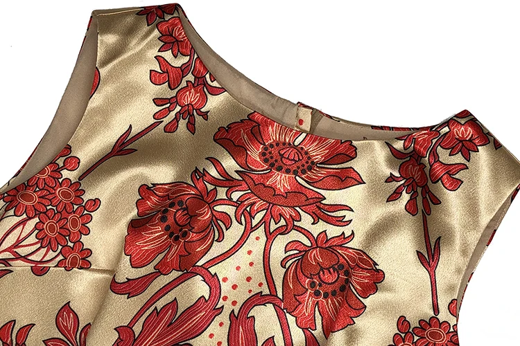 

Designer Dresses Women's High Quality Baroque Totem Printed Royal Gold Tank Summer Dress Plus Size 2XL Vestidoe