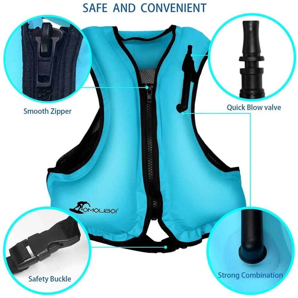Adult Inflatable Swim Life Vest Jacket Snorkeling Floating Device Swimming Drifting Surfing Survival Water Sports Saving | Спорт и