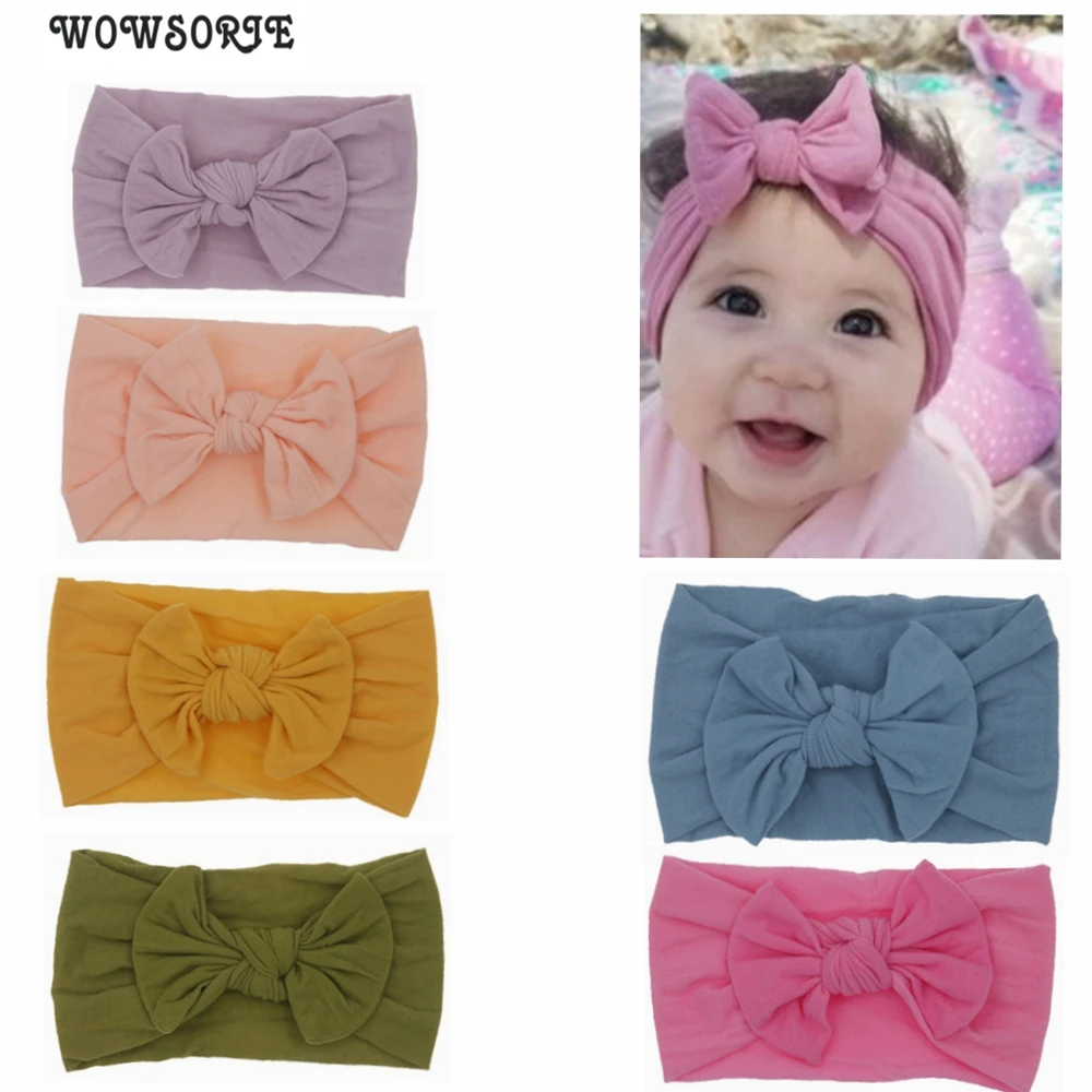 Детская повязка на голову с узлом нейлоновая эластичная широкая для