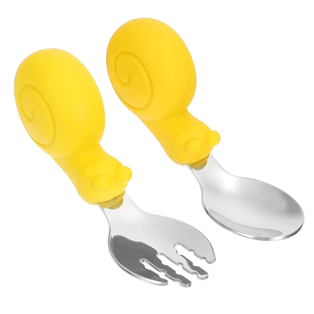 

1 Set Short Handle Eating Spoon Children Learning Fork Household Baby Flatware