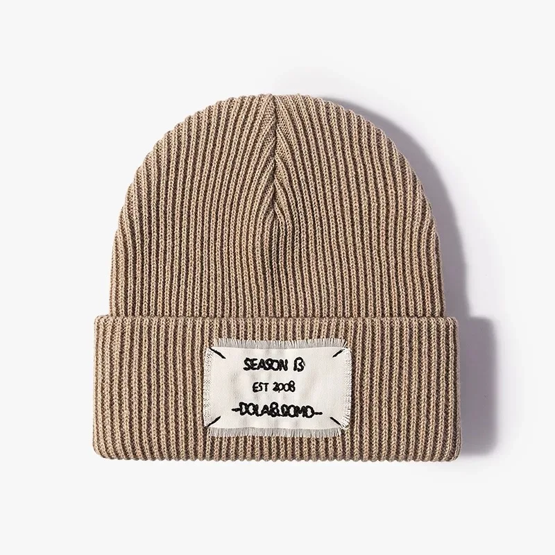 

Winter Beanie Knit Hats for Men Women Patch Solid Knitted Ribbed Cap Warm Soft Stylish Outdoor Skull Caps Beanies Men's Hat