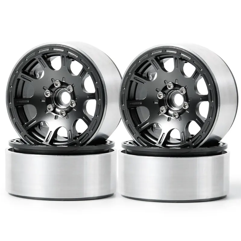 Titanium 4pcs Алюминиевый сплав Beadlock 2," обод колеса концентратор для 1/10 RC Гусеничный осевой SCX10 Wraith 90018#25 - Цвет: Titanium 4pcs