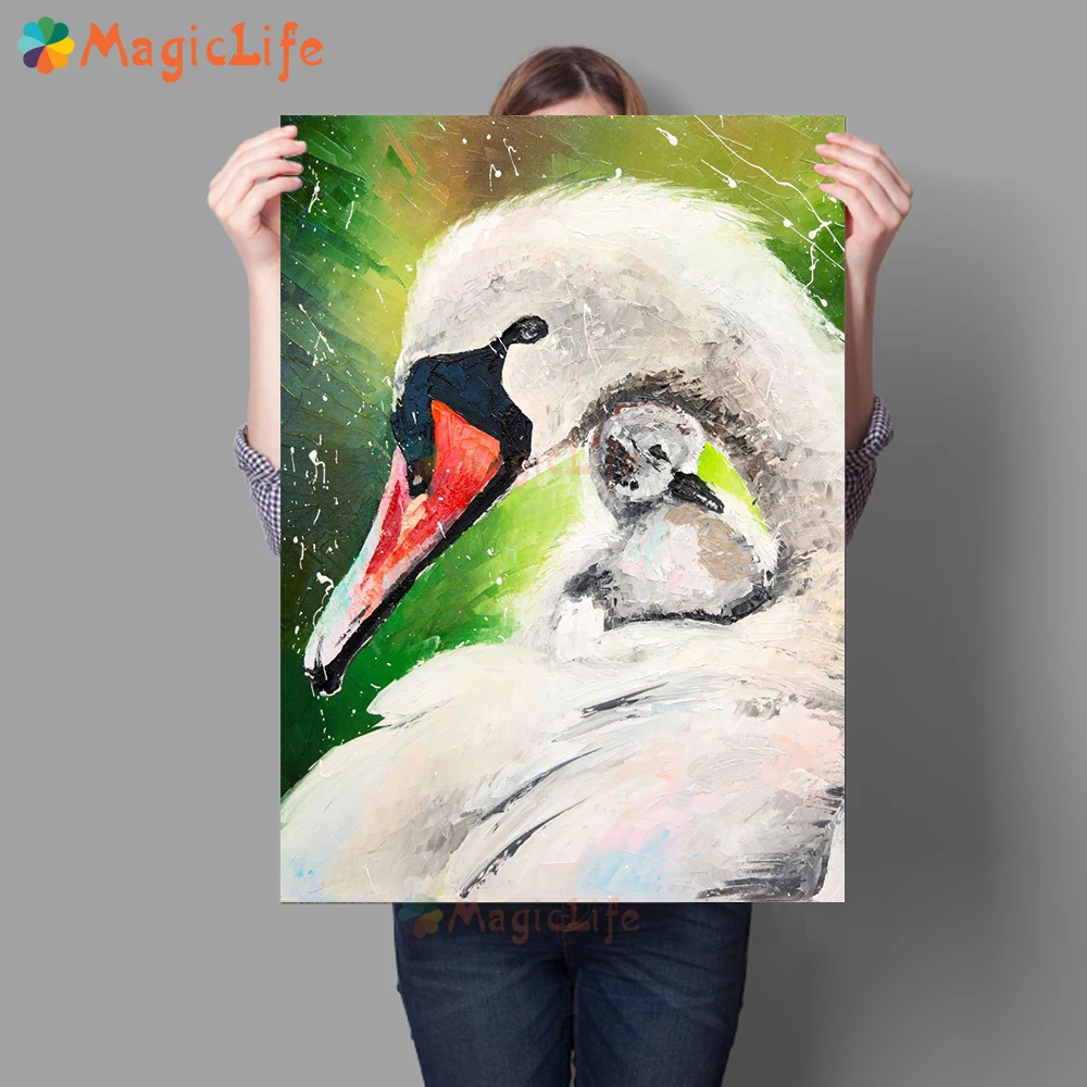

Printed Swan Nordic Poster Colorful Animals Wall Pictures For Living Room Posters Wall Art Canvas Painting Home Decor Unframed