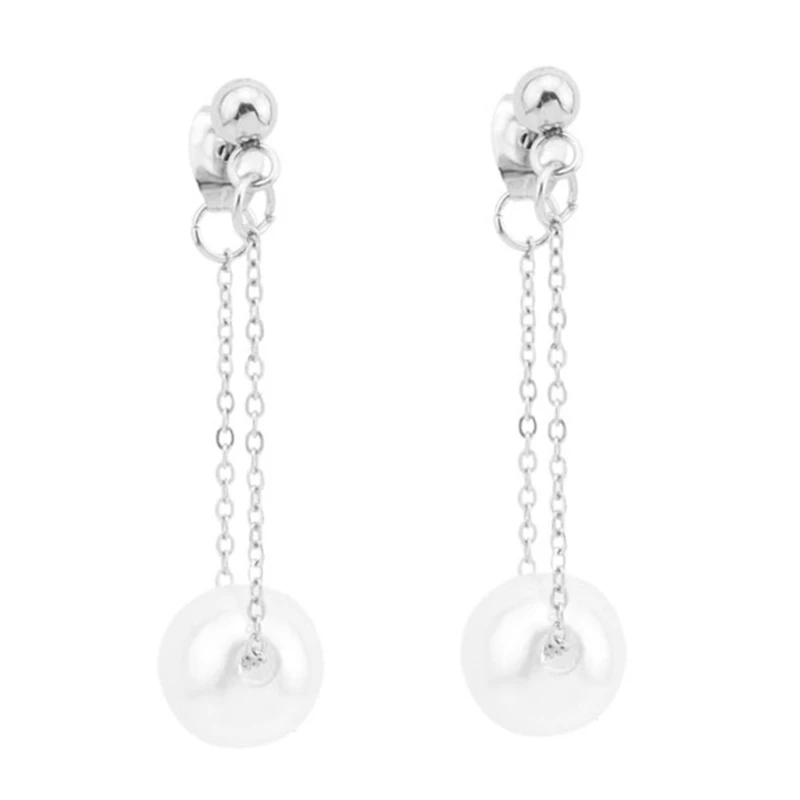 

1 Pair Fashion Women Stainless Steel Earrings with Imitation Pearls Pendant Ear Drop Dangle Female Jewelry Gifts