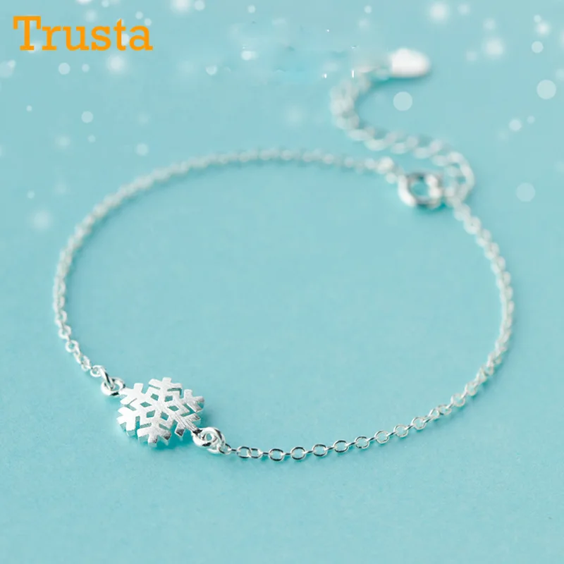 Trusta 925 пробы серебряные Модные женские ювелирные изделия проволока рисунок Снежинка браслет 15,5 см для подарка девушки леди дропшиппинг DS187