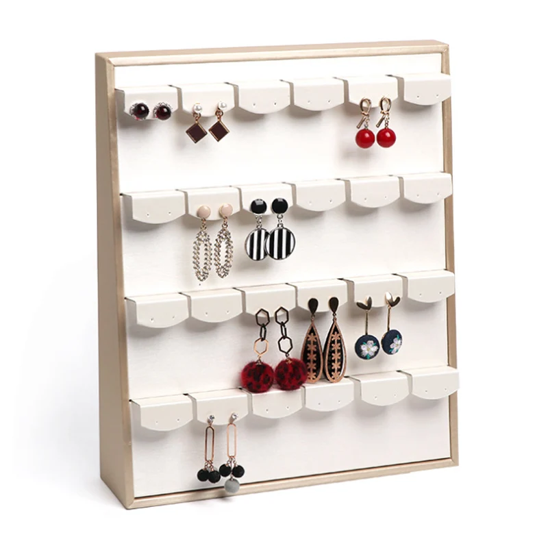 Luxurious white Leather Ring Earring Necklace Pendant Display Stand Vertical Jewellery Stand Jewelry Store Counter Jewelry Props