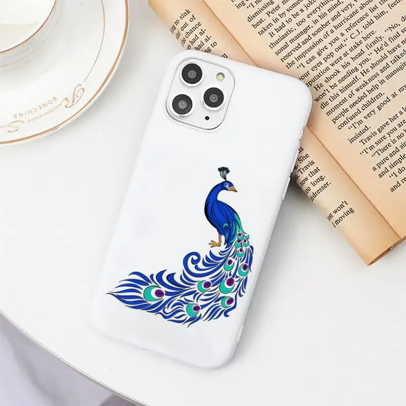

Cartoon cute animal peacock Phone Case Candy Color for iPhone 6 7 8 11 12 s mini pro X XS XR MAX Plus