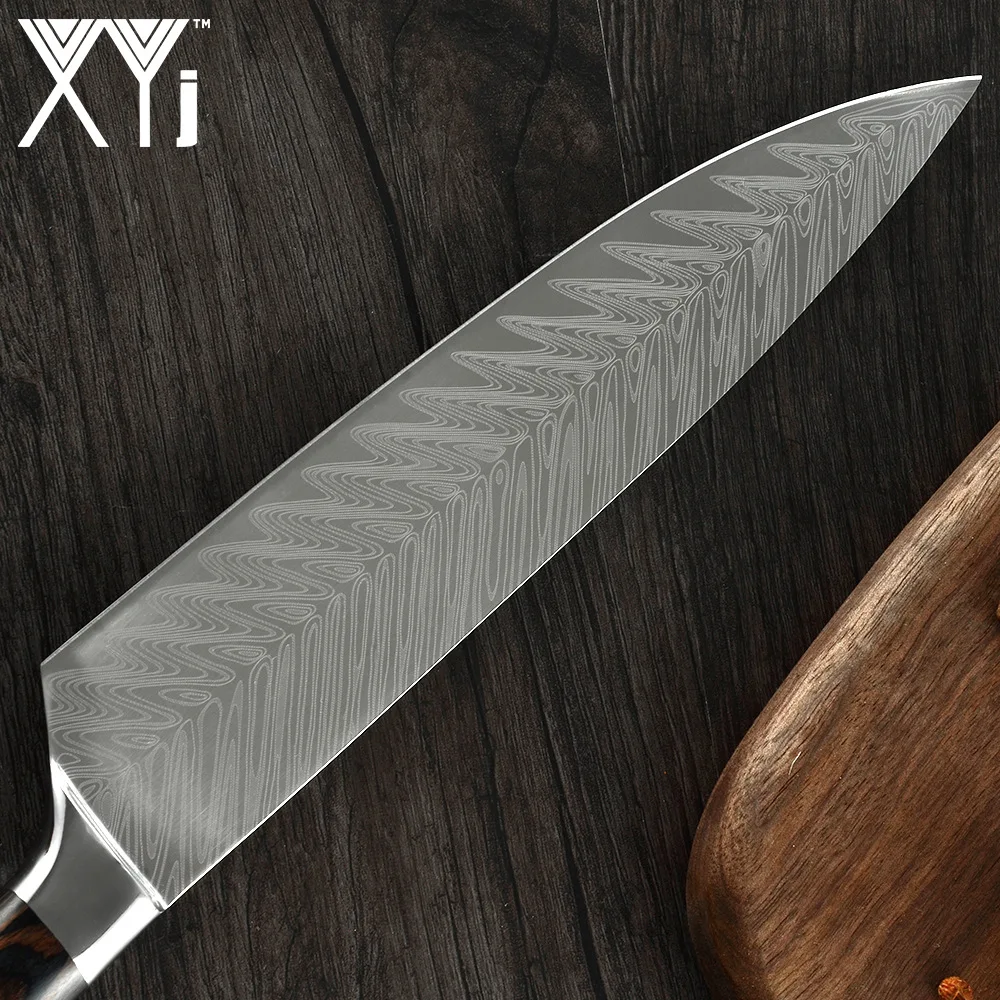 Шеф нож из нержавеющей стали 7CR17 8 дюймов кухонный резак с лазерным Дамасским