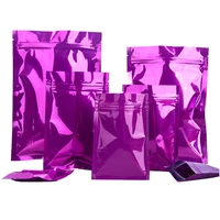 100pcs glossy purple grocery retail aluminum foil zip lock packaging bag scented tea mylar heat seal storage packing bag