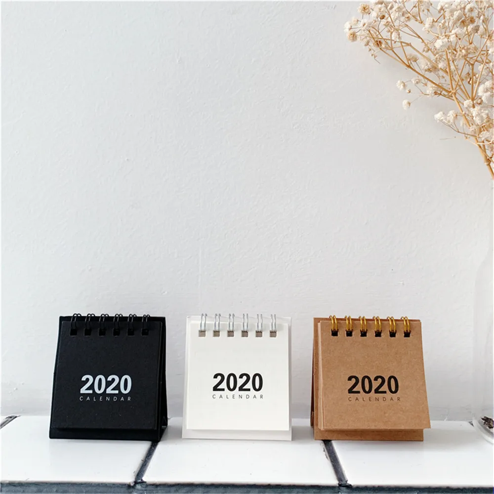 2020 Simple Calendar Mini Paper Desktop Item Dual Daily Scheduler Planner Yearly Agenda Organizer Office Stationery | Канцтовары для