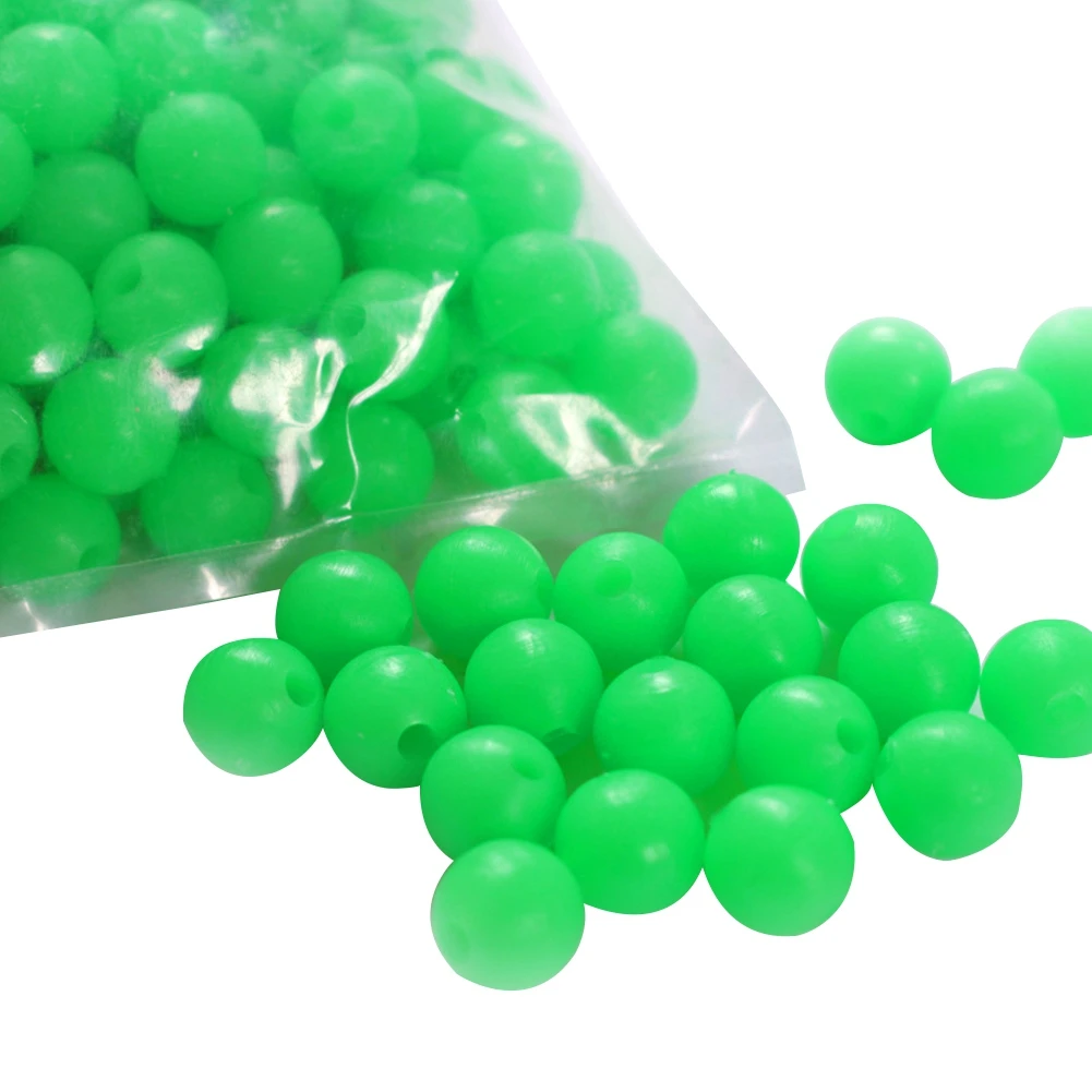 

100 Pcs Luminous Fishing Bead Green Glowing Round Oval Shaped Fishing Tackle Tool Eggs for Night Fishing