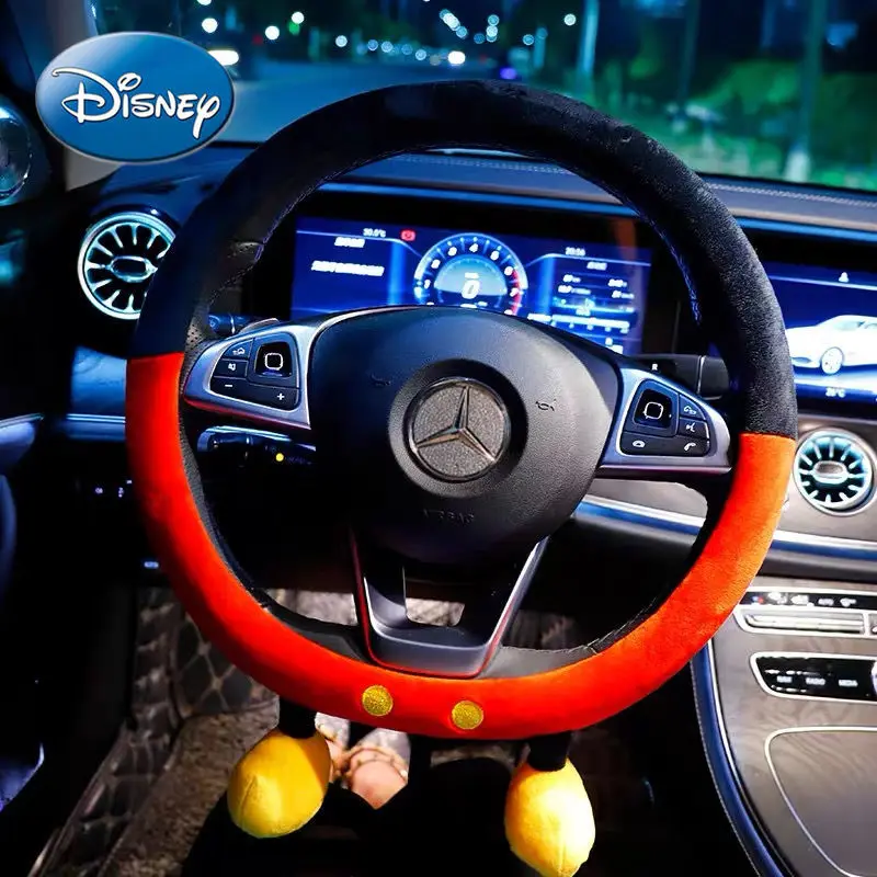 

Disney Mickey Mouse Minnie Car Steering Wheel Cover Cute Four Seasons Universal Non-slip Wear-resistant Protective Grip Cover