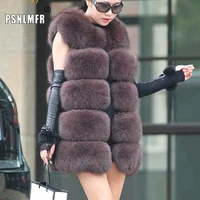 new arrival thick knitted natural real fox fur coat medium long handmade genuine fur vest sleeveless vestwoman warm fur jacket