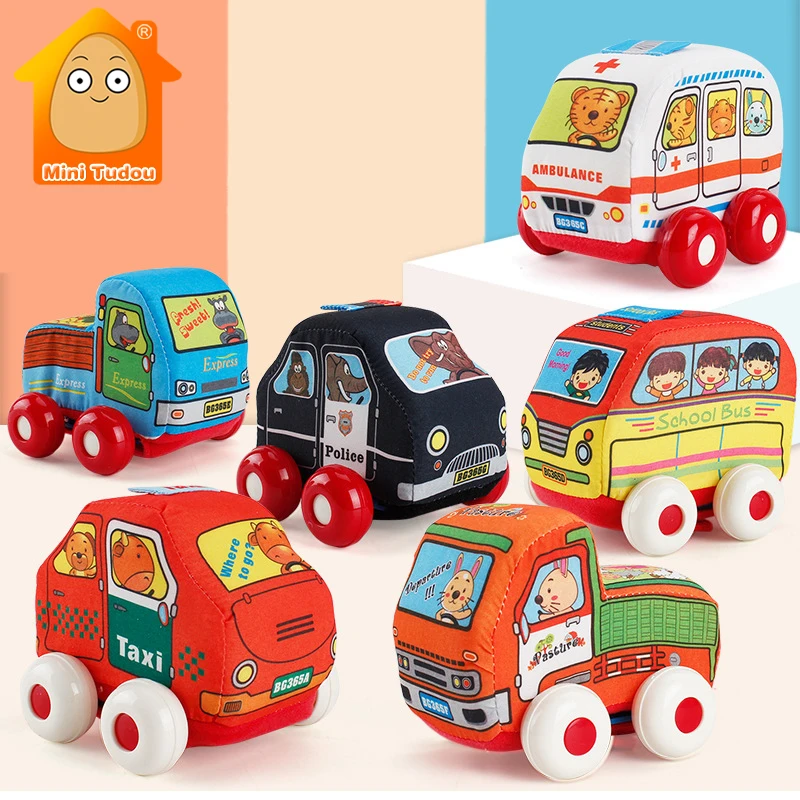 Baby Cloth Pull Back Car Hanging Toys For Baby Rattles Random Newborn Learn Walk Kids Handbell Gift Boy Toy Vehicles