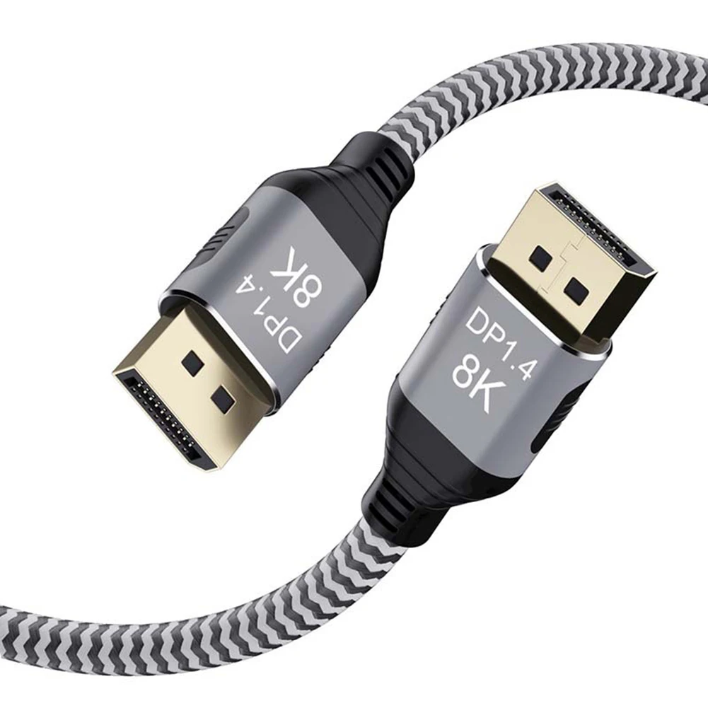 

Кабель-адаптер DP 1,4, 8K, 60 Гц, высокоскоростной штекер-штекер DisplayPort, нейлоновый плетеный шнур для ноутбука, ПК, компьютера, ТВ, монитора