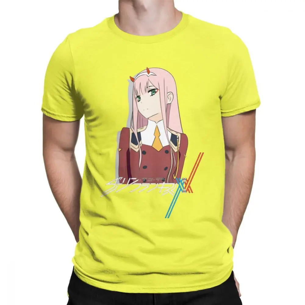 Darling In The Franxx 02, Мужская футболка, винтажные футболки, хлопок, с коротким рукавом, японская анимация, футболка, Новое поступление, топы - Цвет: Цвет: желтый