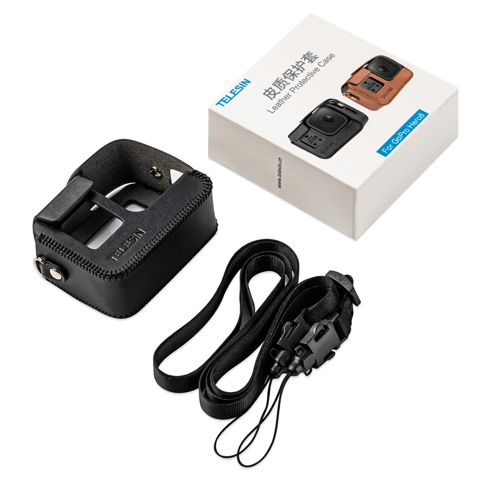 Телесин из искусственной кожи чехол для GoPro Hero 8 для Hero 5 6 7 черная рамка Крышка мини-протектор черный коричневый с длинным ремешком аксессуары
