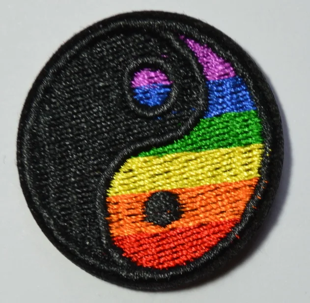 

1x gay lesbian pride rainbow retro LGBT Yin Yang ying tao hippie retro boho White Black iron on patch (≈ 5 cm)