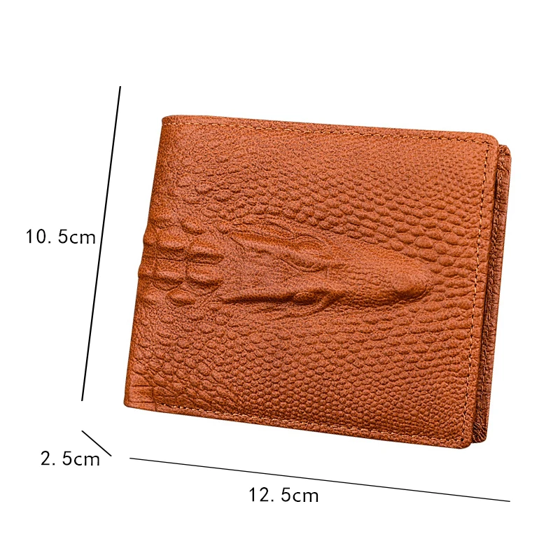 Кошелек тройного сложения мужской бумажник из натуральной кожи с крокодиловым