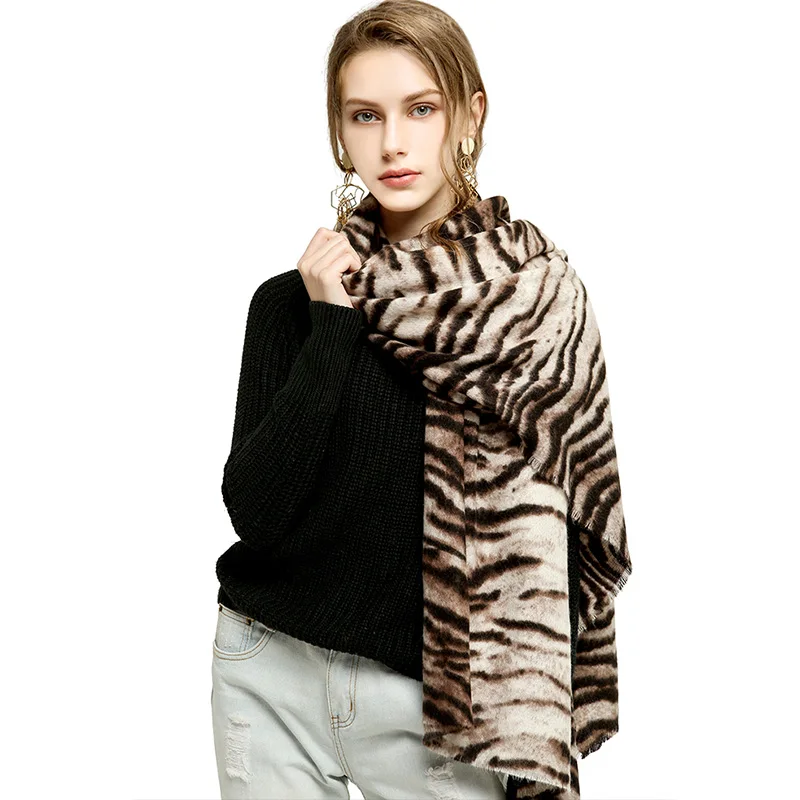 FS зима кашемир тигр животных печати шарф для женщин одеяло 2019 новый дизайнер