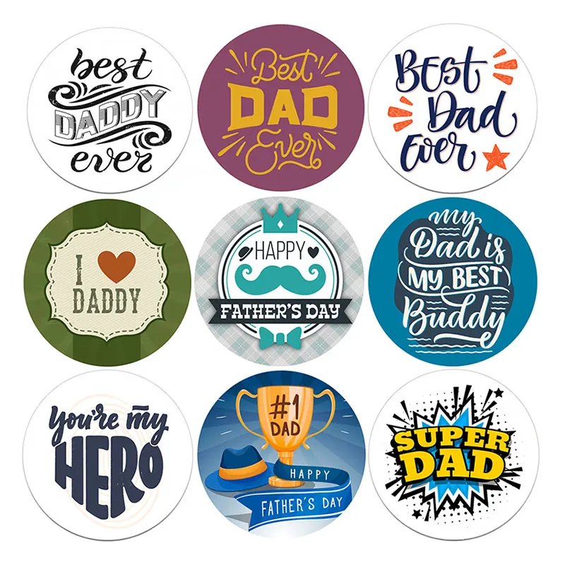 

24/48pcs Father's Day Adhesive Stickers Best Dad Super Dad Love Dad Stickers Party Gift Tag Labels Decoration Stickers Supplies
