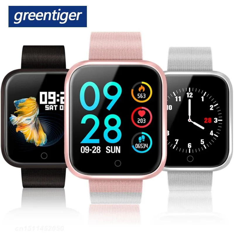 Greentiger P70 модные часы Smart Watch Для женщин Для мужчин FitnessTracker монитор сердечного ритма крови Давление кислорода трекер физической активности