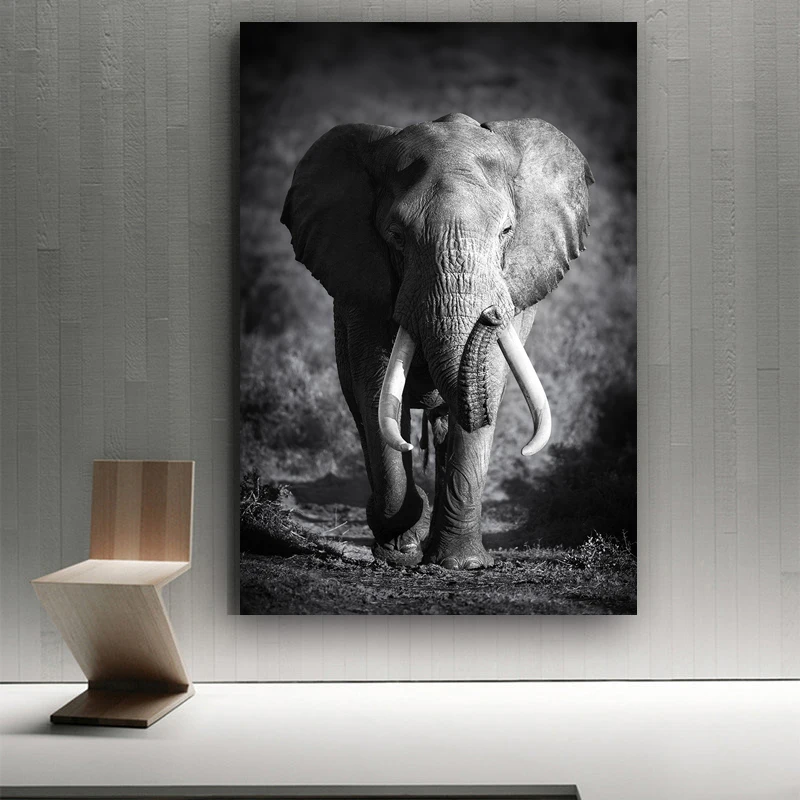 

Black Africa Elephants Wild Animals Canvas Painting Scandinavia Posters and Prints Cuadros Wall Art Pictures for Living Room