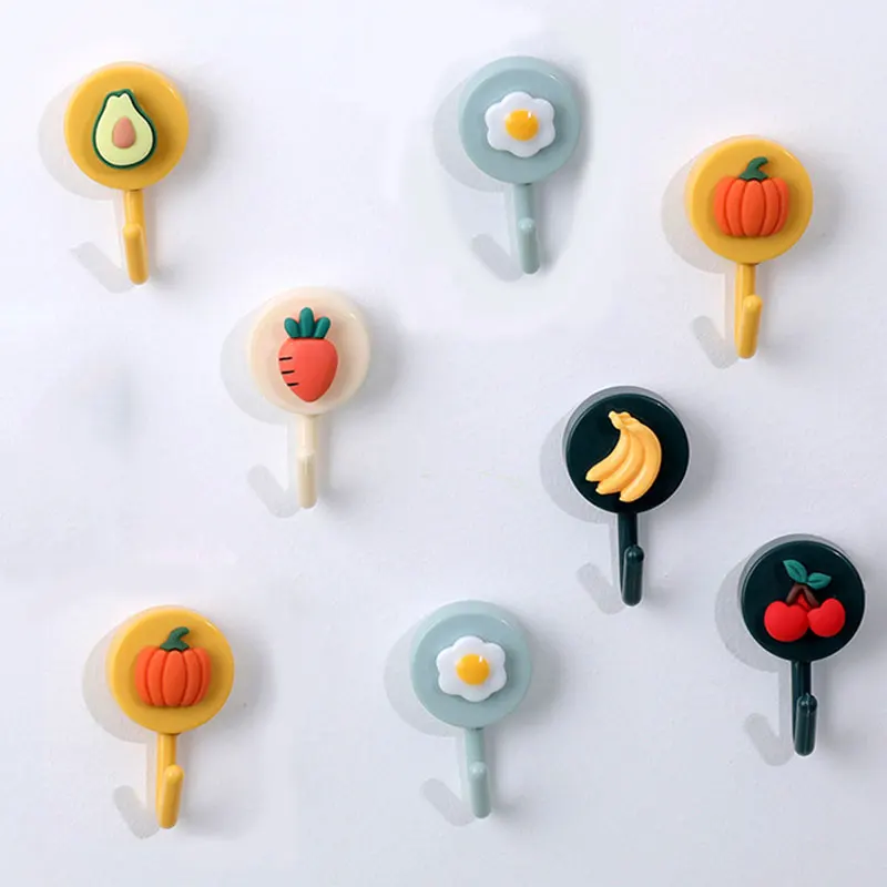 

Cute Fruit Cartoon Wall Hanging Kitchen and Bathroom Bedroom Multifunctional Punch-free Seamless Paste Hook Household Storage